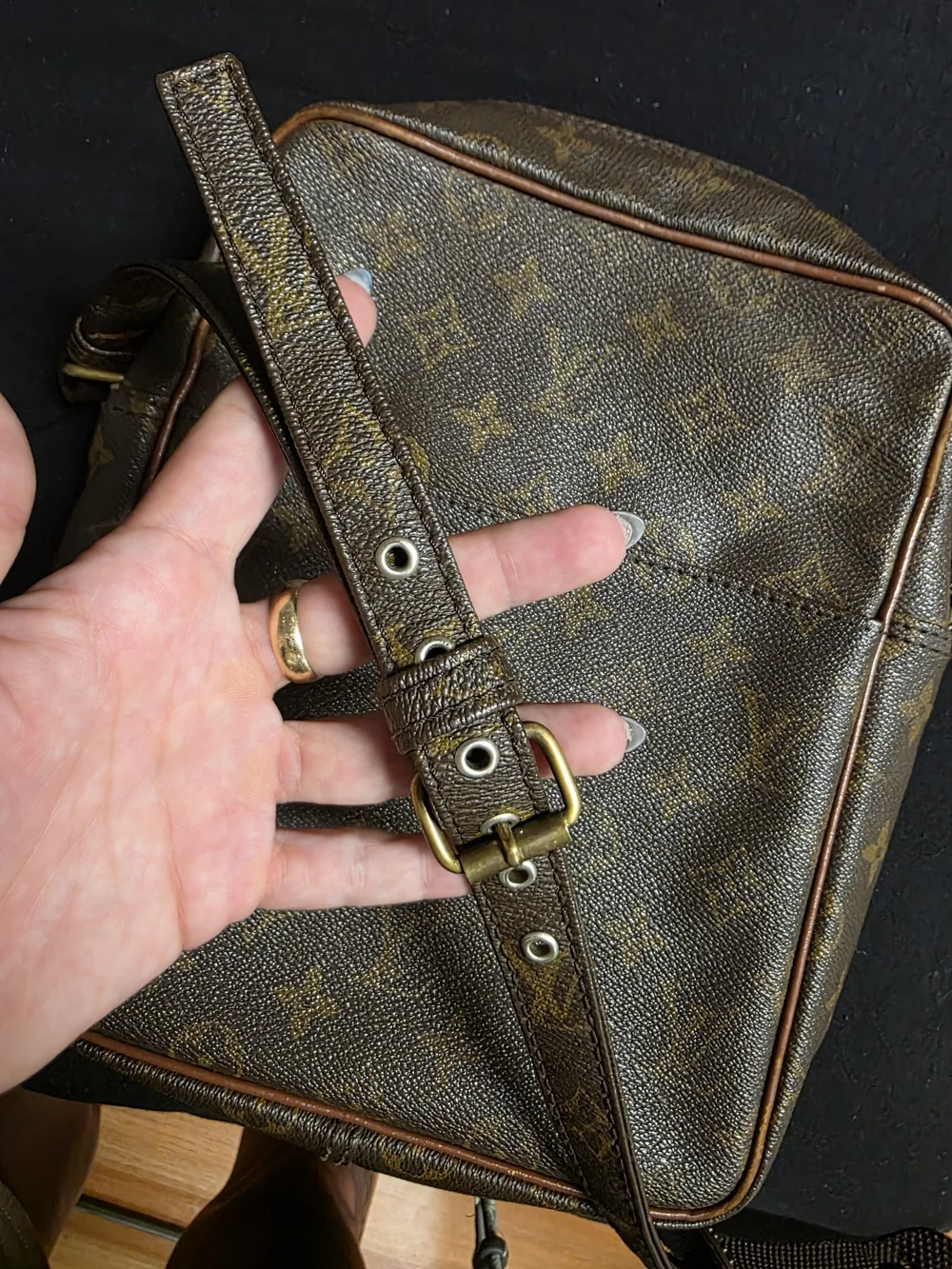 LOUIS VUITTON Vintage Danube Crossbody Bag Monogram canvas Brown